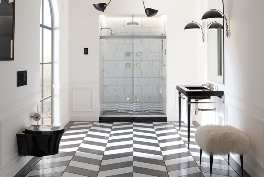 black and white bathroom chevron tile 3482d