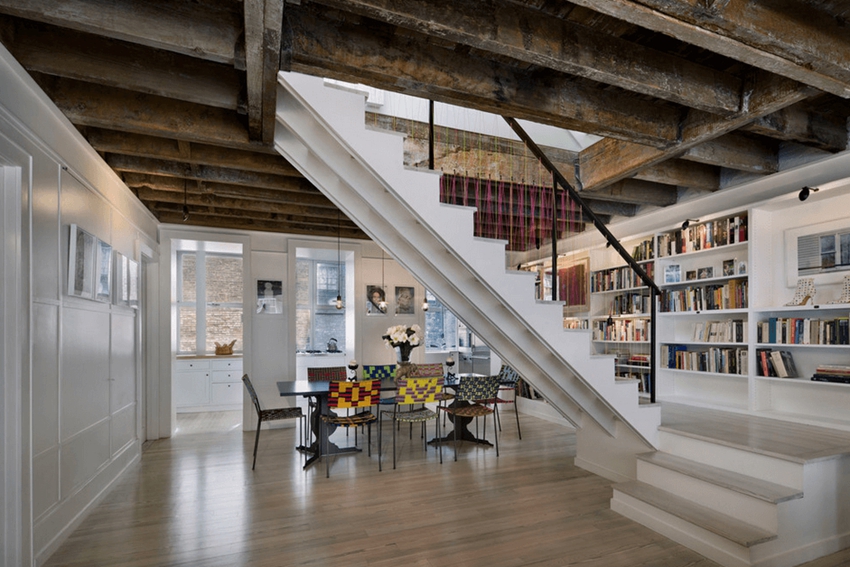 Wood and White Contemporary Basement 4b67b