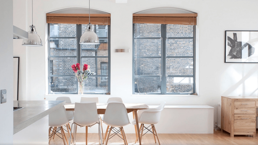 grey painted windows with blinds 6f4d8